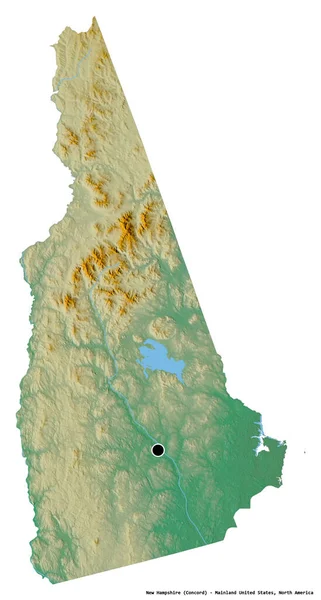 Kształt New Hampshire Stan Mainland Stany Zjednoczone Jego Stolicy Izolowane — Zdjęcie stockowe