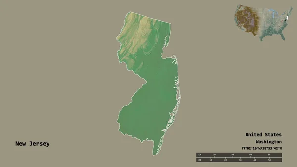 Tvar New Jersey Stát Pevninské Spojené Státy Hlavním Městem Izolovaným — Stock fotografie