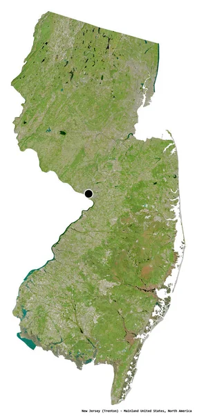 Tvar New Jersey Stát Pevninské Spojené Státy Hlavním Městem Izolovaným — Stock fotografie