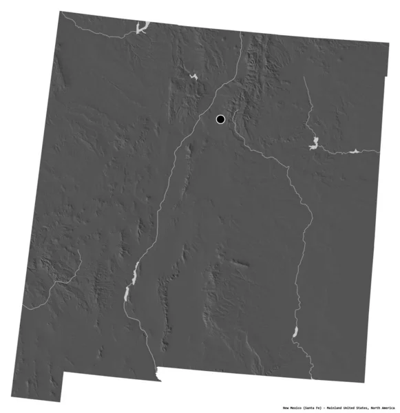 ニューメキシコ州の形 米国本土の状態 その首都は白い背景に隔離されています 標高マップ 3Dレンダリング — ストック写真