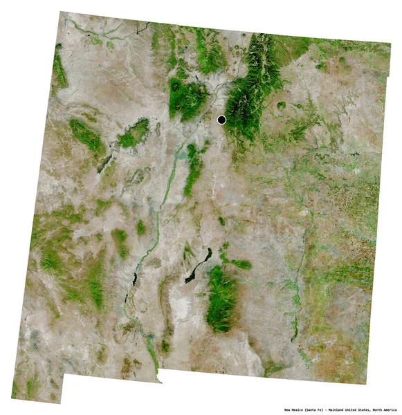 ニューメキシコ州の形 米国本土の状態 その首都は白い背景に隔離されています 衛星画像 3Dレンダリング — ストック写真