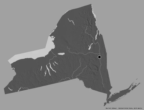 Forma Nueva York Estado Estados Unidos Continental Con Capital Aislada — Foto de Stock