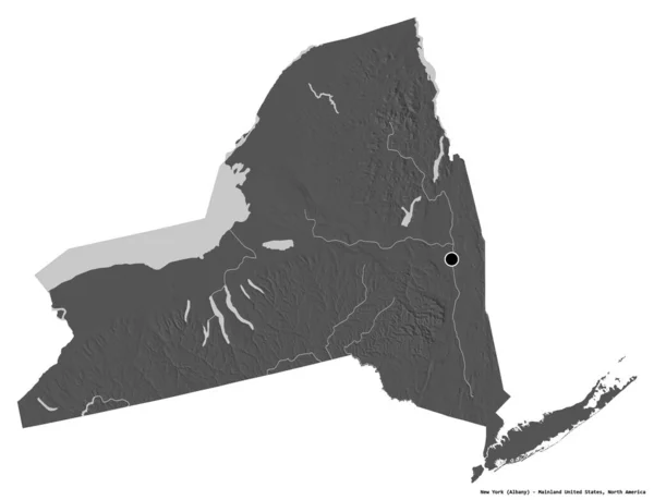 Tvar New Yorku Státu Pevninské Spojené Státy Hlavním Městem Izolovaným — Stock fotografie