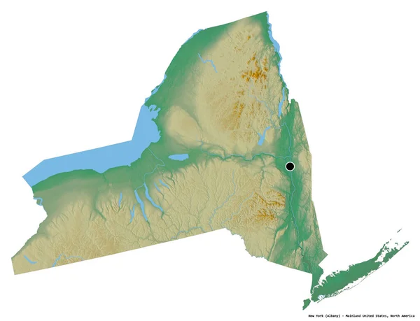 Alakja New York Állam Kontinentális Egyesült Államok Tőke Elszigetelt Fehér — Stock Fotó