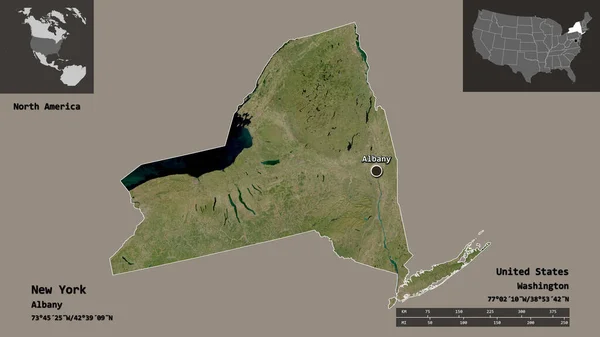 New York Alakja Egyesült Államok Kontinentális Része Fővárosa Távolsági Skála — Stock Fotó