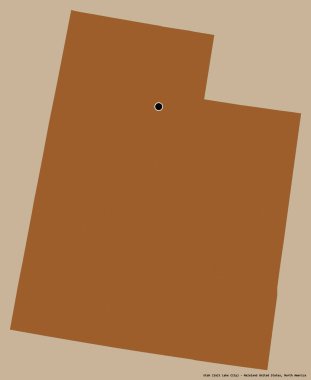 Utah 'ın şekli, Birleşik Devletler Anakara Eyaleti, başkenti katı renk arka planında izole edilmiş. Desenli dokuların bileşimi. 3B görüntüleme