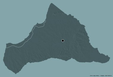 Cerro Largo 'nun şekli, Uruguay departmanı, başkenti katı renk arkaplanı ile izole edilmiş. Renkli yükseklik haritası. 3B görüntüleme