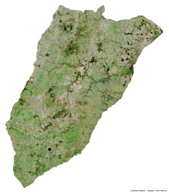 Lavalleja 'nın şekli, Uruguay Bölümü, başkenti beyaz arka planda izole edilmiştir. Uydu görüntüleri. 3B görüntüleme