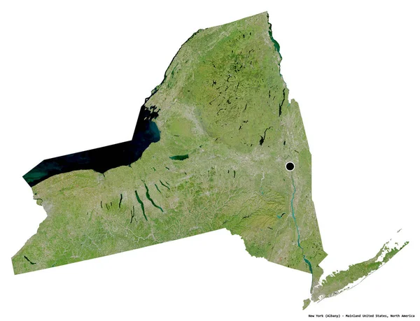 米国本土のニューヨーク州の形で その首都は白い背景に隔離されています 衛星画像 3Dレンダリング — ストック写真