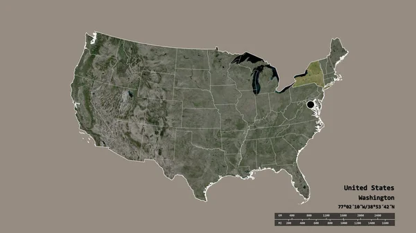 Обесцвеченная Форма Материковой Части Соединенных Штатов Столицей Главным Региональным Разделением — стоковое фото