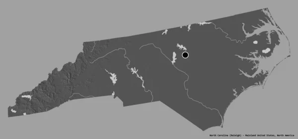 Shape North Carolina Bundesstaat Festland Der Vereinigten Staaten Mit Seiner — Stockfoto