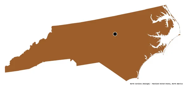 Σχήμα Της Βόρειας Καρολίνας Πολιτεία Της Ηπειρωτικής Αμερικής Την Πρωτεύουσά — Φωτογραφία Αρχείου