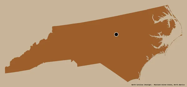 Σχήμα Της Βόρειας Καρολίνας Πολιτεία Της Ηπειρωτικής Ηνωμένες Πολιτείες Την — Φωτογραφία Αρχείου