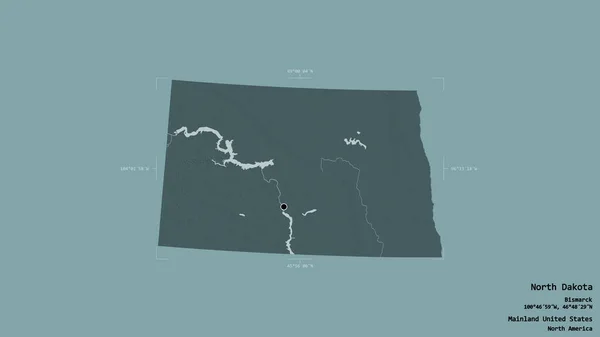 Obszar Północnej Dakoty Stan Kontynentalny Stany Zjednoczone Odizolowany Solidnym Tle — Zdjęcie stockowe