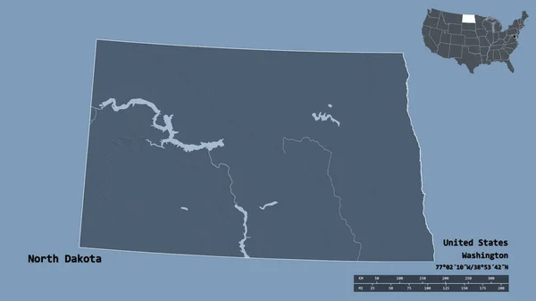 Σχήμα Της Βόρειας Ντακότα Πολιτεία Της Ηπειρωτικής Αμερικής Κεφάλαιό Της — Φωτογραφία Αρχείου