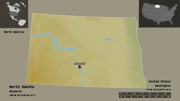 Shape North Dakota State Mainland United States Its Capital Escala — Foto de Stock