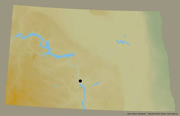 Form North Dakota Delstaten Usa Med Sin Huvudstad Isolerad Solid — Stockfoto