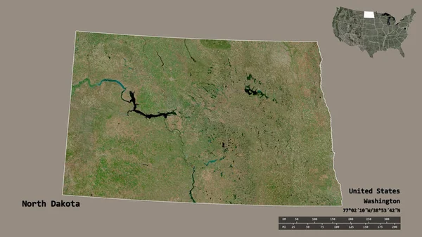 Forma Dakota Norte Estado Continente Dos Estados Unidos Com Sua — Fotografia de Stock