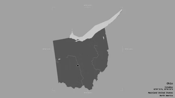 Área Ohio Estado Los Estados Unidos Continentales Aislada Sobre Sólido —  Fotos de Stock