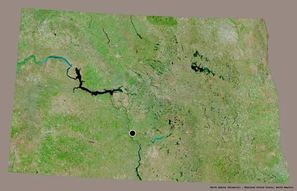 Form North Dakota Delstaten Usa Med Sin Huvudstad Isolerad Solid — Stockfoto