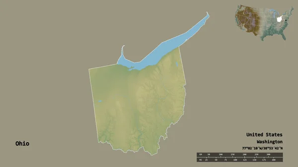 Forme Ohio État Continent Américain Avec Capitale Isolée Sur Fond — Photo