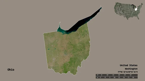 Forma Dell Ohio Stato Degli Stati Uniti Continentali Con Sua — Foto Stock