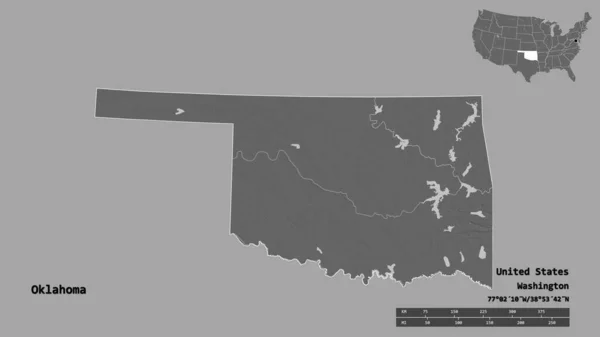 Forme Oklahoma État Continent Américain Avec Capitale Isolée Sur Fond — Photo