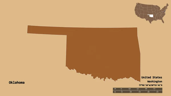 Σχήμα Της Οκλαχόμα Πολιτεία Της Ηπειρωτικής Αμερικής Κεφάλαιό Της Απομονωμένο — Φωτογραφία Αρχείου
