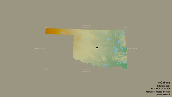 Área Oklahoma Estado Los Estados Unidos Continentales Aislada Sobre Sólido —  Fotos de Stock