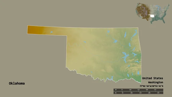 Alakja Oklahoma Állam Kontinentális Egyesült Államok Tőke Elszigetelt Szilárd Háttérrel — Stock Fotó