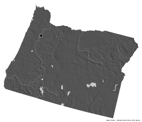 Form Oregon Delstaten Usa Med Dess Huvudstad Isolerad Vit Bakgrund — Stockfoto