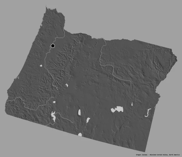 Oregon Şekli Birleşik Devletler Anakara Eyaleti Başkenti Katı Renk Arka — Stok fotoğraf