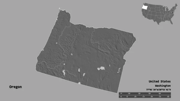 Forma Oregón Estado Estados Unidos Continental Con Capital Aislada Sobre —  Fotos de Stock