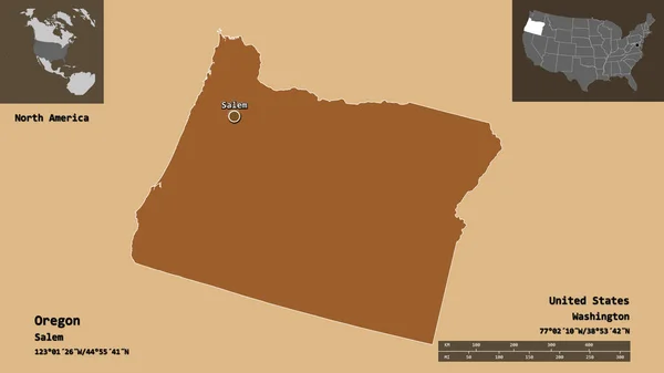 Forma Oregon Estado Continente Dos Estados Unidos Sua Capital Escala — Fotografia de Stock