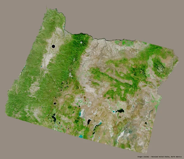 Shape Oregon State Mainland United States Its Capital Isolated Solid — Stock Photo, Image