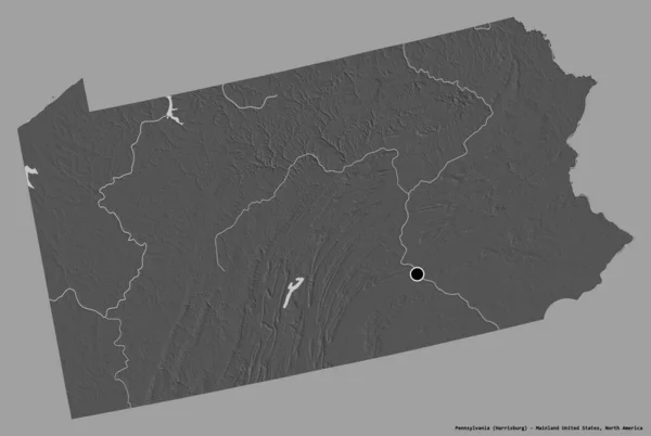 Форма Пенсильванії Штат Майнленд Своєю Столицею Ізольованою Суцільному Кольоровому Тлі — стокове фото