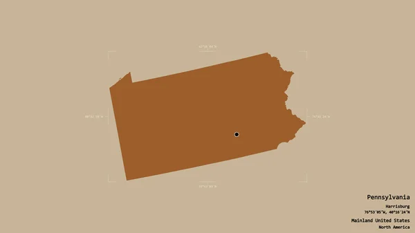 Gebiet Von Pennsylvania Bundesstaat Festland Der Vereinigten Staaten Isoliert Auf — Stockfoto