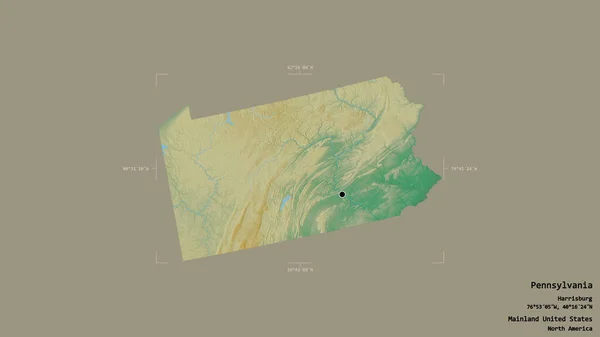 Région Pennsylvanie État Continent Américain Isolée Sur Fond Solide Dans — Photo