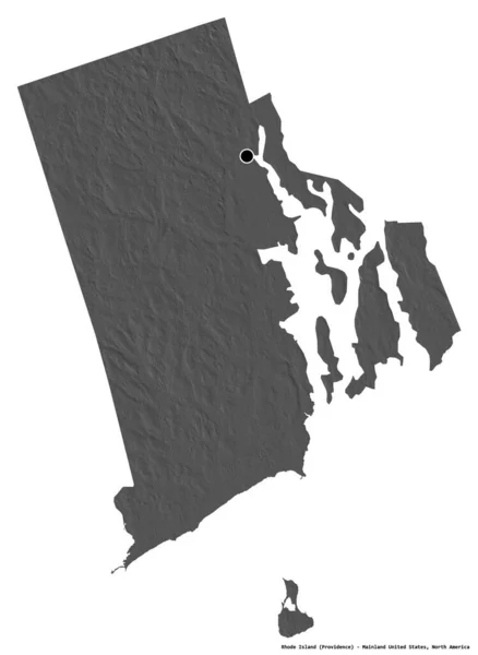 ロードアイランド州はアメリカ合衆国本土の州であり 州都は白地に孤立している 標高マップ 3Dレンダリング — ストック写真