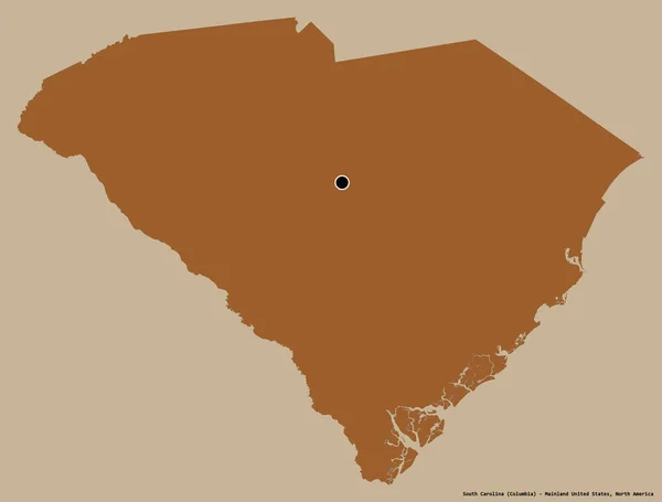 サウスカロライナ州の形 米国本土の状態 その資本金は 固体色の背景に隔離されています パターン化されたテクスチャの構成 3Dレンダリング — ストック写真