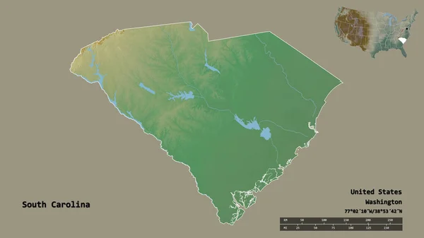 Alakja Dél Karolina Állam Kontinentális Egyesült Államok Tőke Elszigetelt Szilárd — Stock Fotó