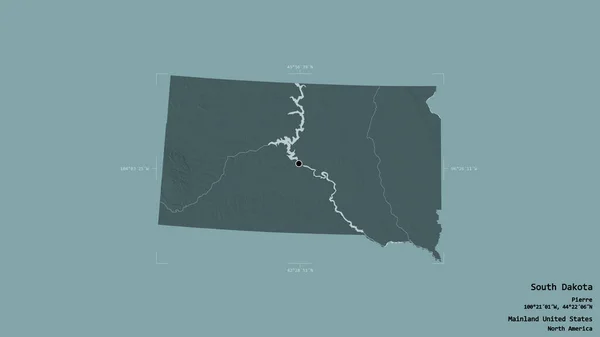 Територія Південної Дакоти Штат Майнленд Ізольована Твердому Тлі Геодезичній Обмежувальній — стокове фото