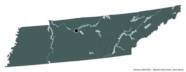 Forma Del Tennessee Stato Degli Stati Uniti Continentali Con Sua — Foto Stock