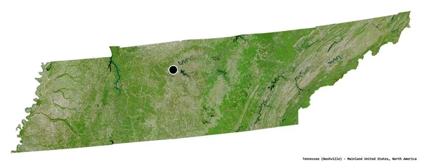 テネシー州の形 米国本土の状態 その首都は白い背景に隔離されています 衛星画像 3Dレンダリング — ストック写真