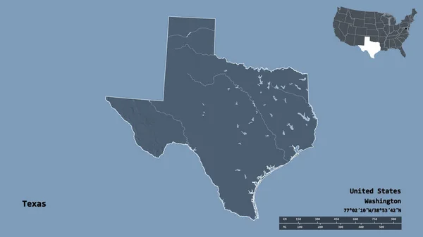 Forma Del Texas Stato Del Continente Degli Stati Uniti Con — Foto Stock