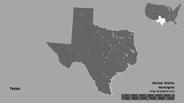 Forma Del Texas Stato Del Continente Degli Stati Uniti Con — Foto Stock