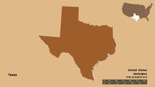 Forma Del Texas Stato Del Continente Degli Stati Uniti Con — Foto Stock