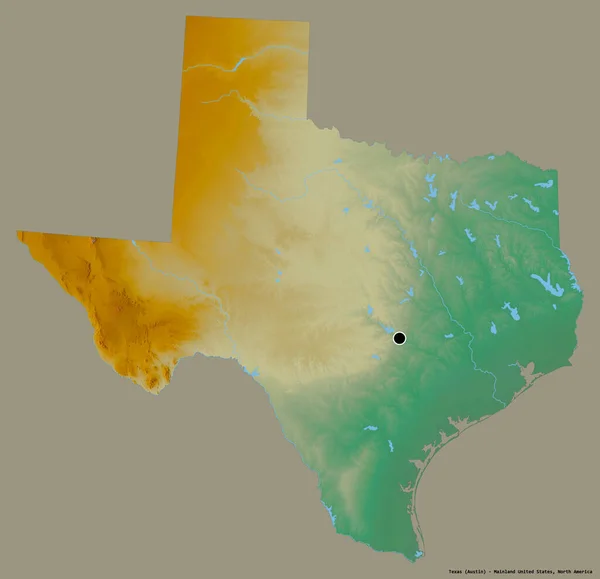 Shape Texas Estado Estados Unidos Continental Con Capital Aislada Sobre —  Fotos de Stock