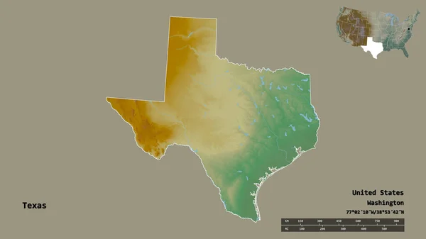 Forma Texas Estado Continente Estados Unidos Com Sua Capital Isolada — Fotografia de Stock