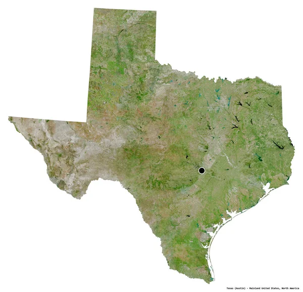 Shape Texas Estado Estados Unidos Continental Con Capital Aislada Sobre — Foto de Stock